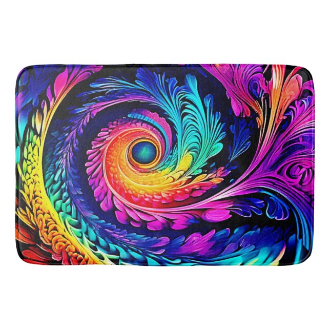 Colorful Psychedelic Spiral Art Badematte (Vorderseite)