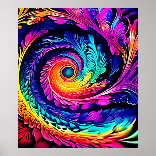 Colorful Psychedelic Spiral Art Poster (Vorne)