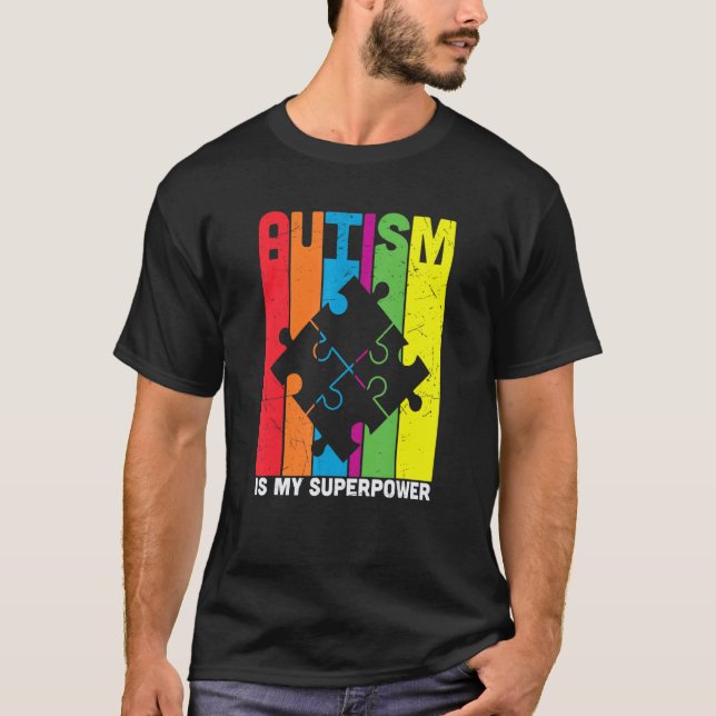 colorful puzzle pieces Autism Awareness Peace Auti T-Shirt (Vorderseite)