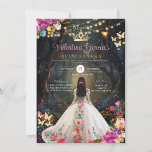 Colorful Quinceañera 15 Anos Fores Blume Gold Einladung