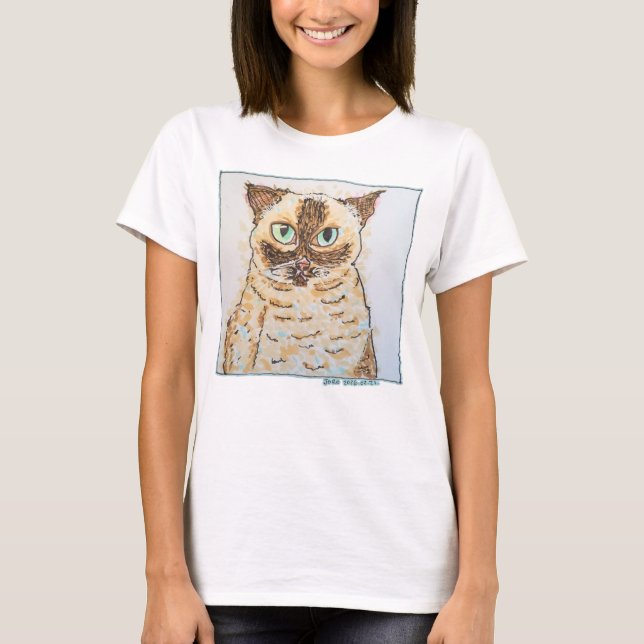 Colorful Quirky Cat Portrait T-Shirt (Vorderseite)