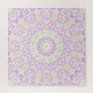 Colorful Quirky Groovy Boho Hippie Retro Mandala Puzzle