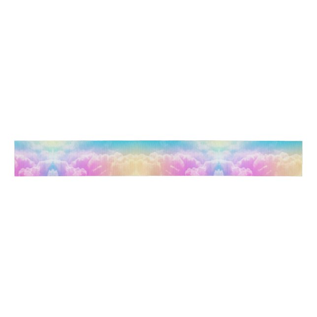 Colorful Rainbow Cloud Wedding Grosgrain Ribbon Ripsband (Vorderseite)