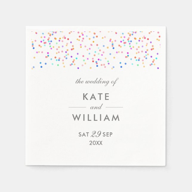 Colorful Rainbow Confetti Wedding Serviette (Vorderseite)