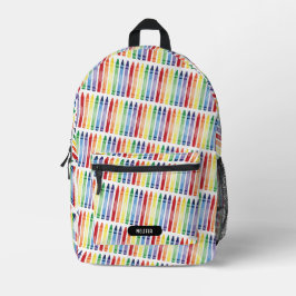 Colorful Rainbow Crayons Individuelle Name School Bedruckter Rucksack