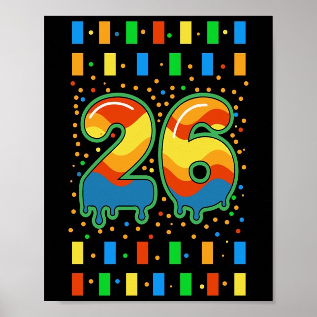 Colorful Rainbow Drip Number 26  Poster (Vorne)