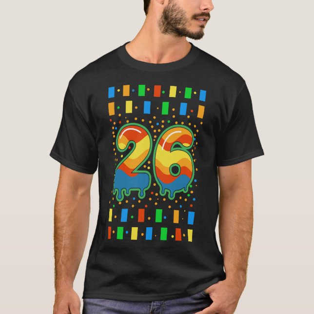 Colorful Rainbow Drip Number 26  T-Shirt (Vorderseite)