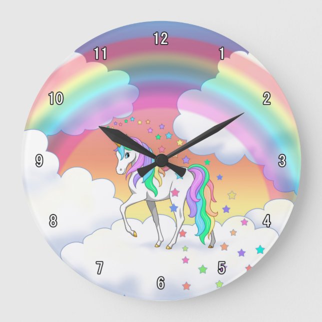 Colorful Rainbow Große Wanduhr (Vorderseite)