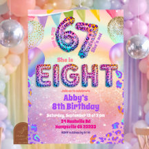 Colorful Rainbow Leopard 67 8th Birthday