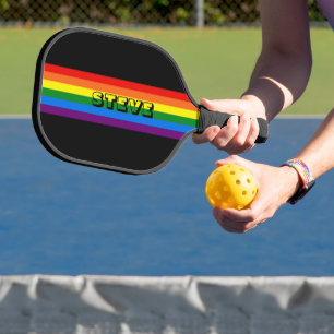 Colorful Rainbow LGBT Gay Pride Personalized Pickleball Schläger