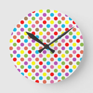 Colorful rainbow polka dots pattern runde wanduhr