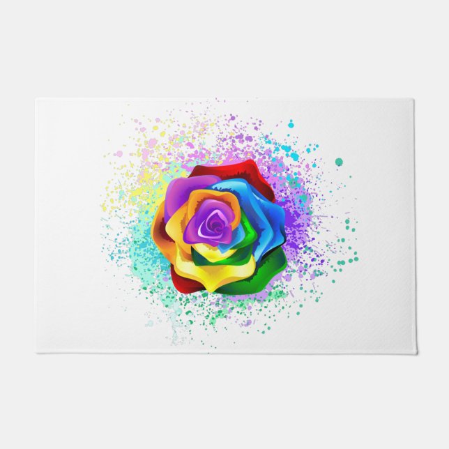 Colorful Rainbow Rose Fußmatte (Vorderseite)
