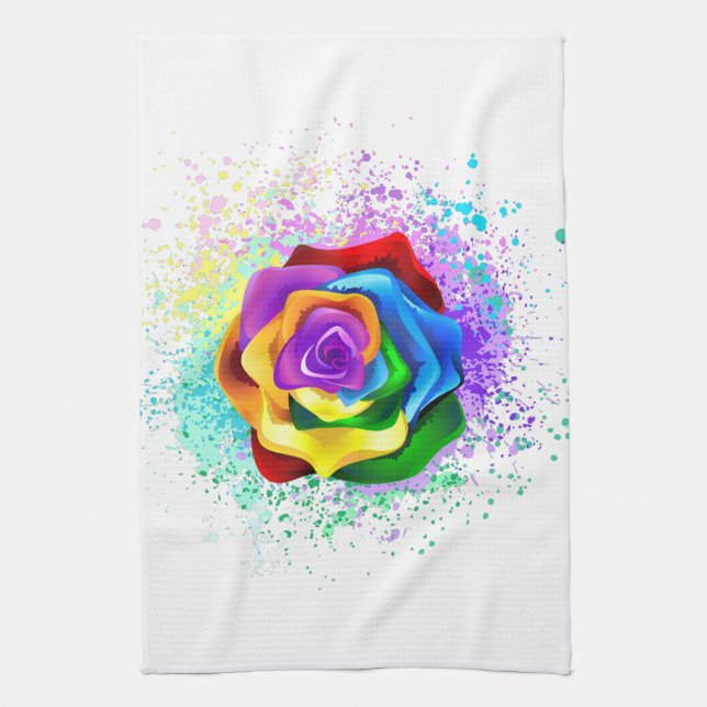 Colorful Rainbow Rose Geschirrtuch (Vertikal)