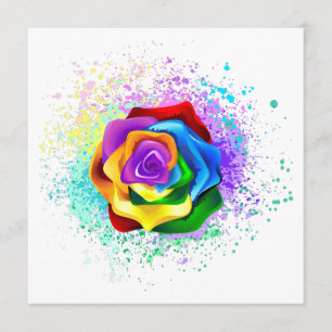 Colorful Rainbow Rose Menükarte