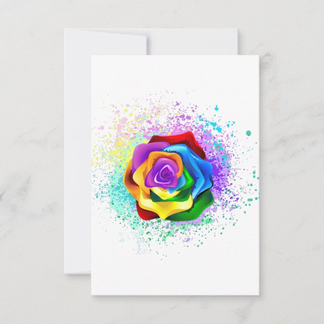 Colorful Rainbow Rose RSVP Karte (Vorderseite)