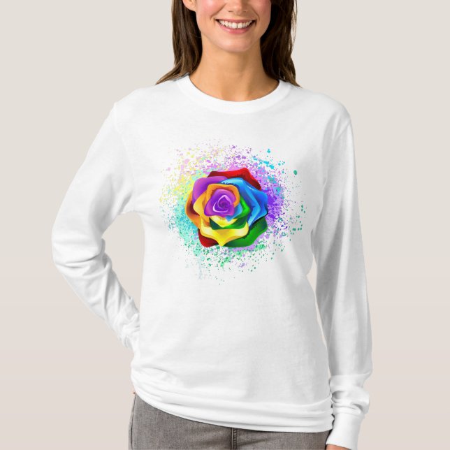 Colorful Rainbow Rose T-Shirt (Vorderseite)