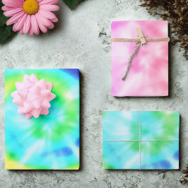 Colorful Rainbow Tie Dye Wrapping Paper Sheets Geschenkpapier Set