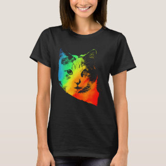 Colorful Rainbow Vintage  Cute CALICO CAT T-Shirt