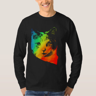 Colorful Rainbow Vintage  Cute CALICO CAT T-Shirt