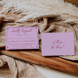 Colorful Raspberry Pink Hand Written Retro Wedding RSVP Karte