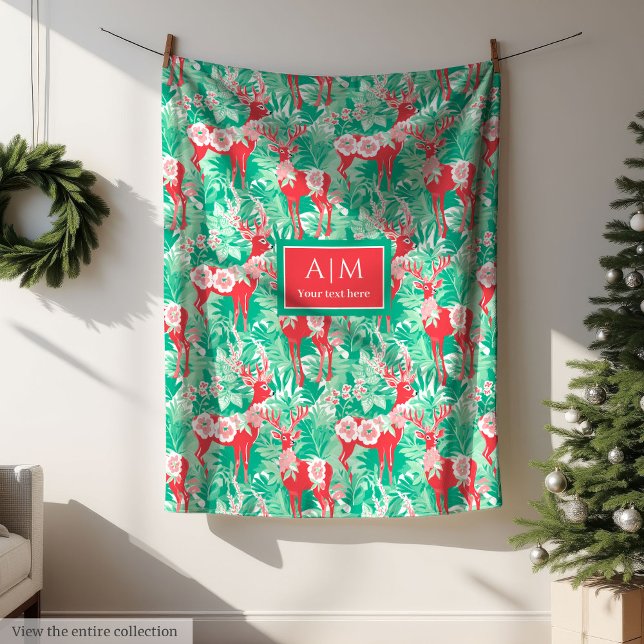 Colorful red and green watercolor preppy throw fleecedecke (Colorful red and green watercolor preppy throw Fleece Blanket)