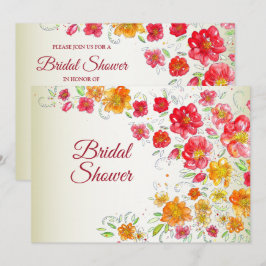 Colorful Red Yellow Pink Floral Bridal Shower Einladung
