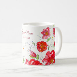 Colorful Red Yellow Pink Floral Wedding Party Kaffeetasse