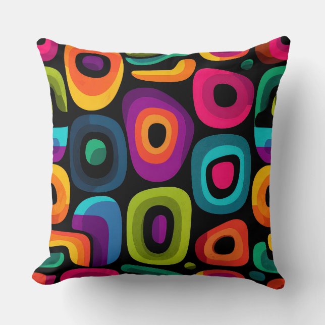 Colorful Retro Abstract Geometric Pattern Throw Pi Kissen (Vorderseite)