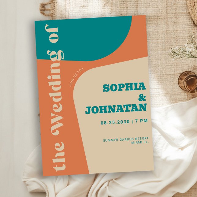 Colorful retro bold typography wedding einladung (Von Creator hochgeladen)