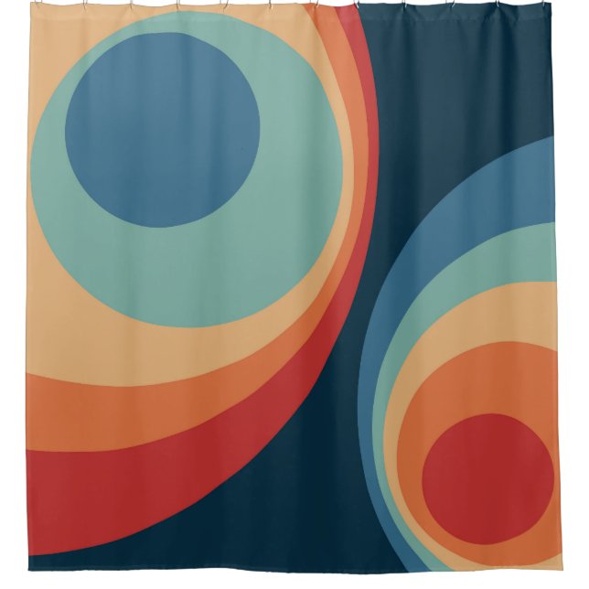 Colorful retro Circles Design Duschvorhang (Vorderseite)