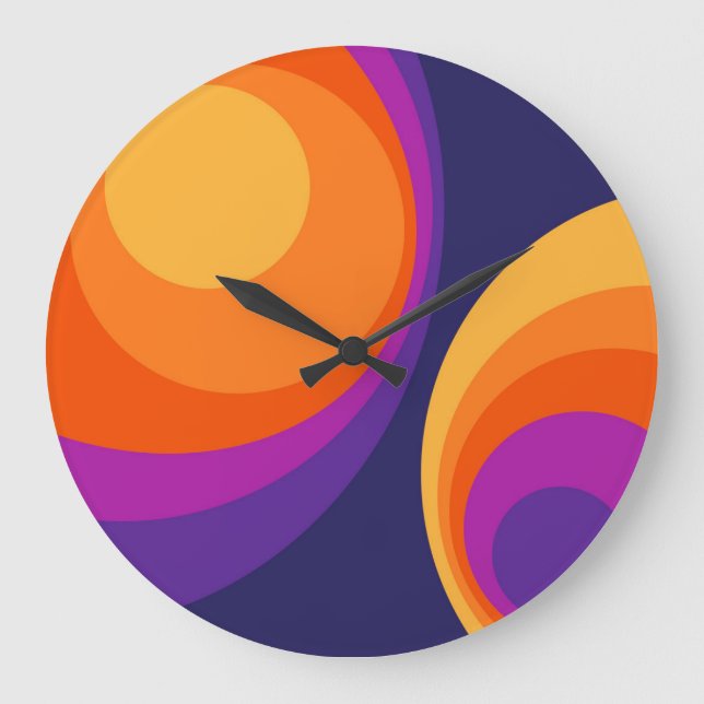 Colorful retro Circles Design Große Wanduhr (Vorderseite)