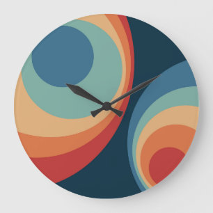 Colorful retro Circles Design Große Wanduhr