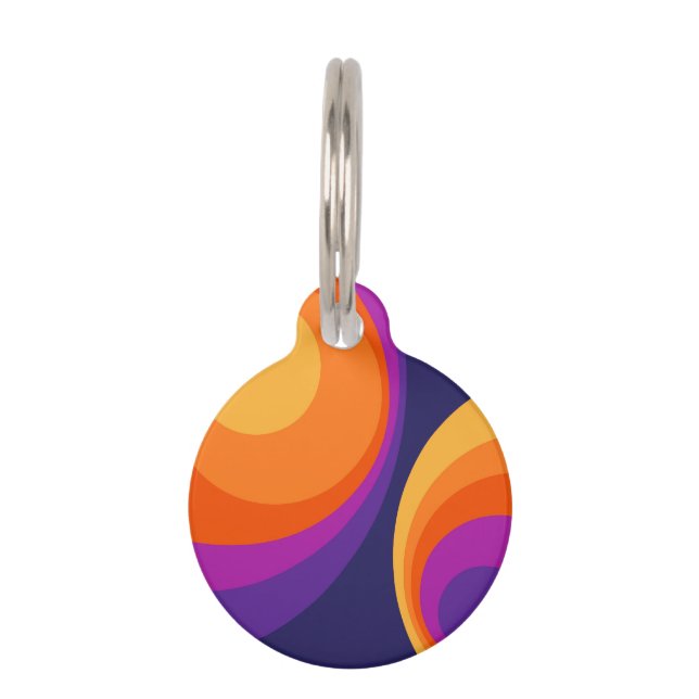 Colorful retro Circles Design Haustiermarke (Vorderseite)