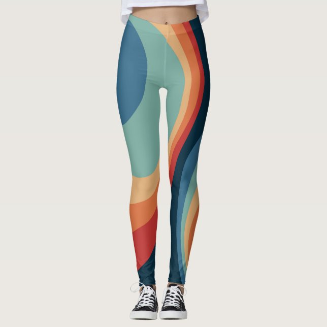 Colorful retro Circles Design Leggings (Vorderseite)