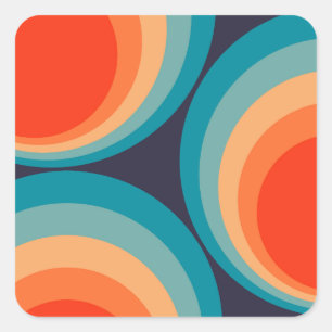Colorful retro Circles Design Quadratischer Aufkleber