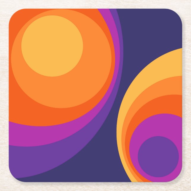 Colorful retro Circles Design Rechteckiger Pappuntersetzer (Vorderseite)