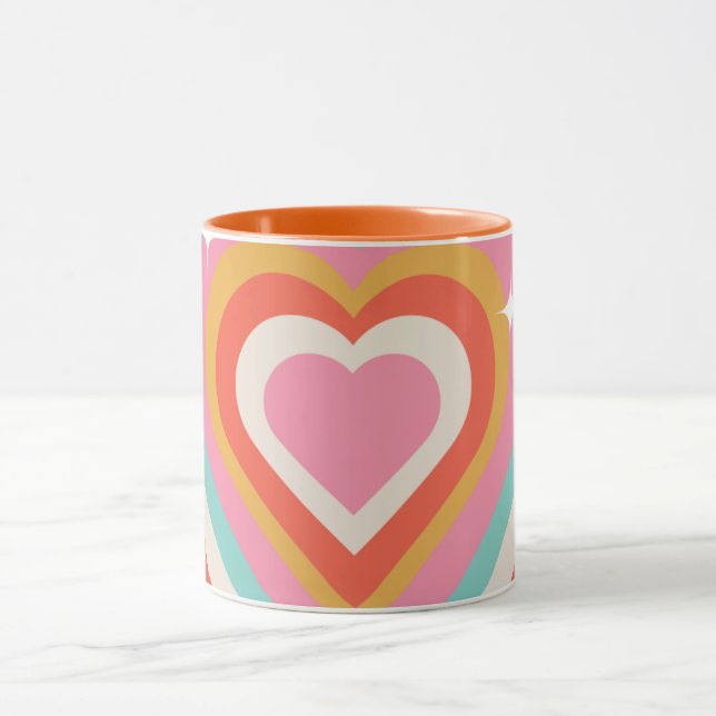 Colorful Retro Hearts with Sparkles | Valentine  Tasse (Zentrum)
