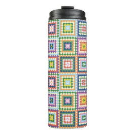 Colorful Retro Mid-Century Mid-Mod Crochet Blossom Thermosbecher