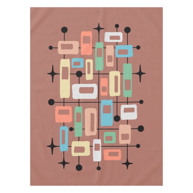 Colorful Retro Mid Century Modern Atomic Abstract Tischdecke (Vorderseite)