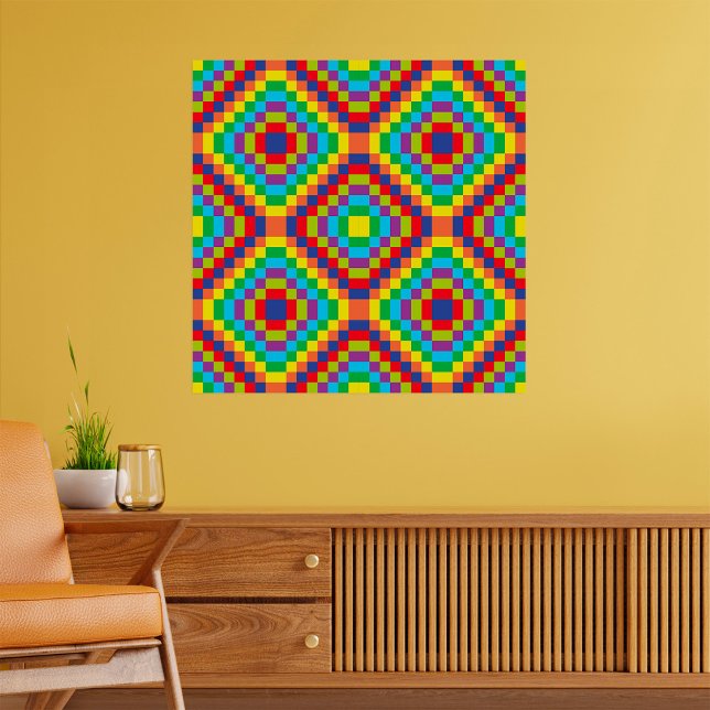 Colorful Retro Optical Illusion Geometric Rainbow Poster (Von Creator hochgeladen)