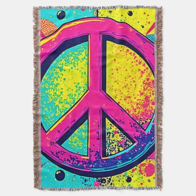 Colorful Retro Peace Sign Decke (Vorderseite Vertikal)
