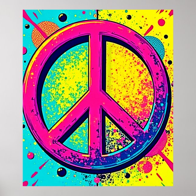 Colorful Retro Peace Sign Poster (Vorne)