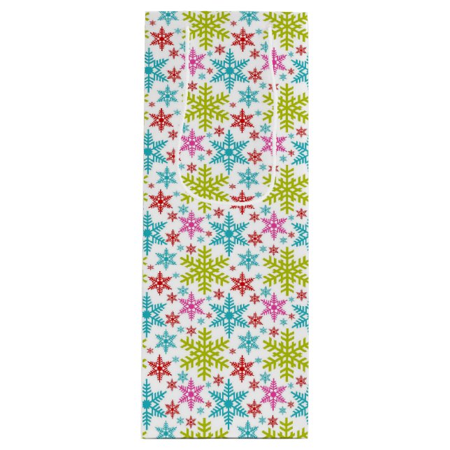 Colorful Retro Snowflakes Christmas Geschenktüte Für Weinflaschen (Vorderseite)
