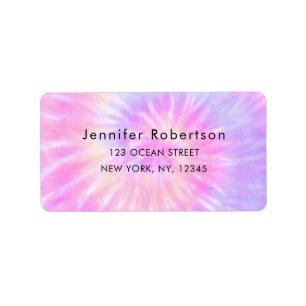 Colorful Retro Tie Dye Tiedye Name Address Adressaufkleber