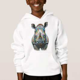 Colorful Rhino Portrait Vibrant Wildlife  Hoodie