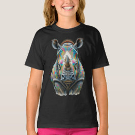 Colorful Rhino Portrait Vibrant Wildlife  T-Shirt