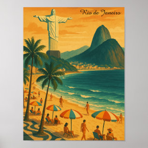 Colorful Rio de Janeiro Brasilien Copacabana Beach Poster