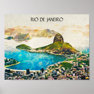 Colorful Rio de Janeiro Brasilien Stadt Malerei Poster