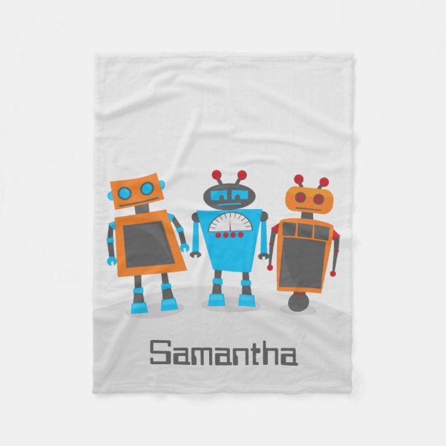 Colorful Robot Trio Fleecedecke (Vorderseite)