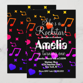 Colorful Rockstar Guitar Star Rock Geburtstag Einladung